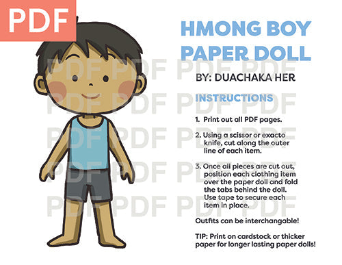 Hmong Paper Dolls (Colored PDF) - One-Time Event Use