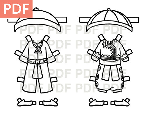 Hmong Paper Dolls (Line-Art PDF) - Personal Use