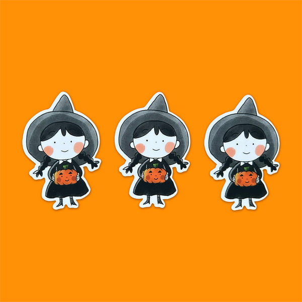 Witch and Pumpkin Sticker (B-GRADE)