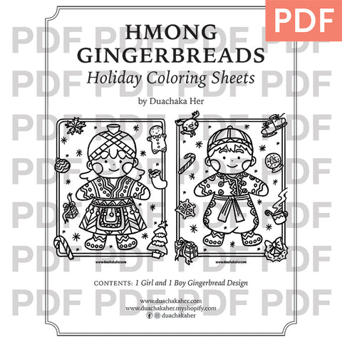 Hmong Gingerbreads Coloring Sheets (PDF) - Reoccurring Event Use