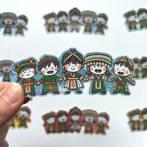 Happy Holidays Hmong Kids Sticker 2.0