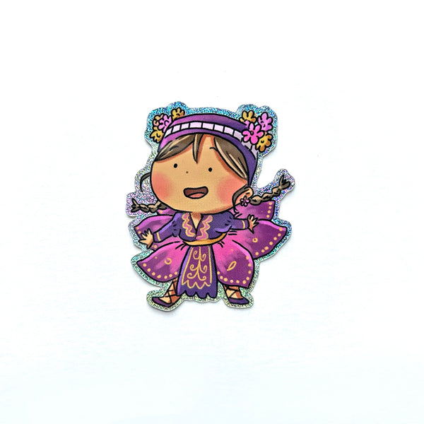 Hmong Flower Girl Glitter Sticker