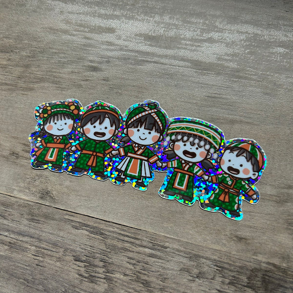 Hmong Kids Glitter Sticker