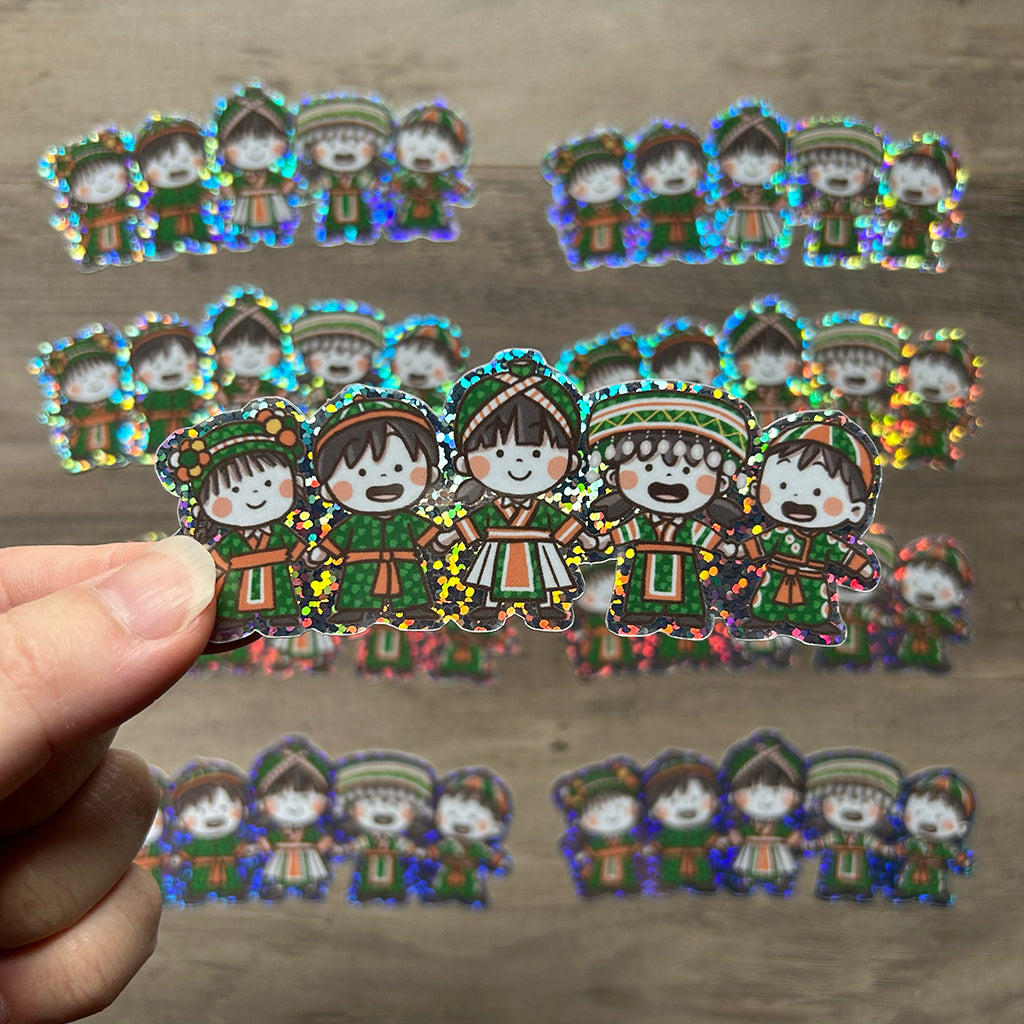 Hmong Kids Glitter Sticker
