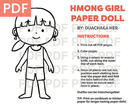 Hmong Paper Dolls (Line-Art PDF) - One-Time Event Use
