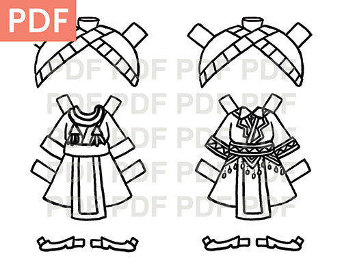 Hmong Paper Dolls (Line-Art PDF) - One-Time Event Use