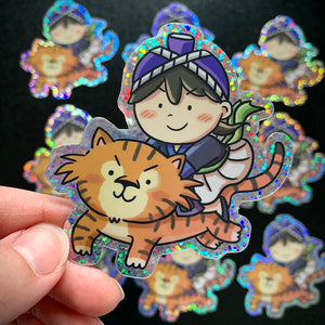 Hmong Girl and Tiger Glitter Sticker