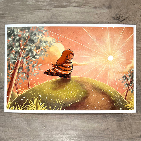 Tiger Girl and Sun Art Print