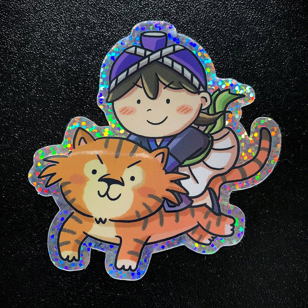 Hmong Girl and Tiger Glitter Sticker